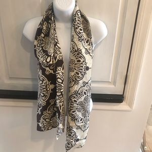 Double sided Silk scarf Dark Brown tone/cream tone